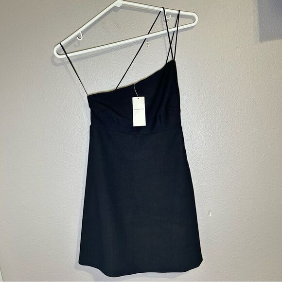 NEW Abercrombie & Fitch black strappy one shoulder mini dress women’s size XXS - Picture 2 of 11